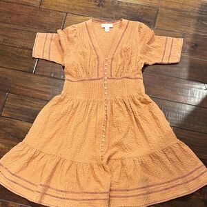 Rachel Parcell Casual Orange/ Peach Dress with Button Accents